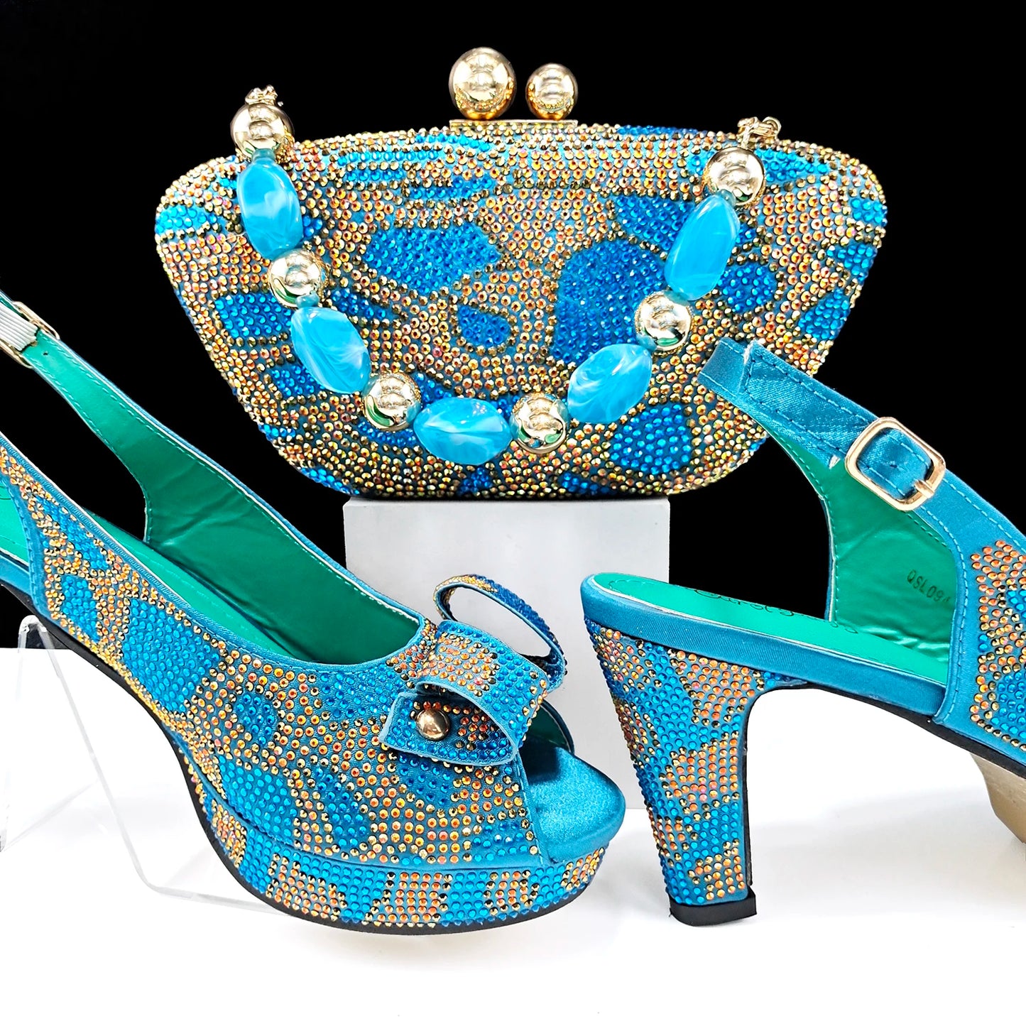 Fashion Design Banquet Shoes & Bag Set - Sexy High Heels with Full Diamond Embellishments and Dual-Purpose Mini Bag for Ladies