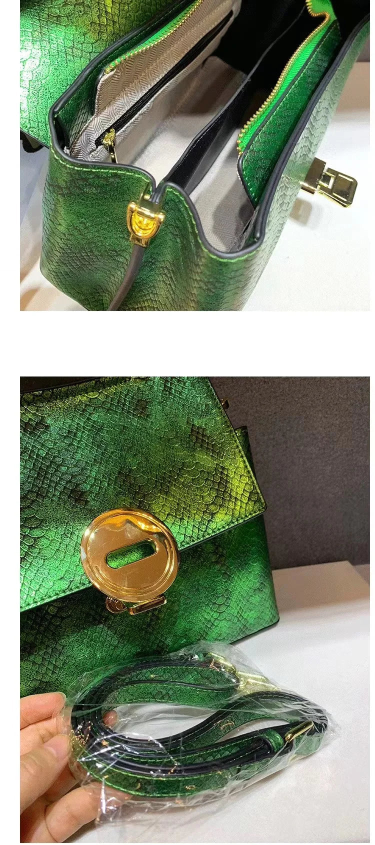 Luxury Designer 2025: High-Quality Laser Leather Handbags for Women – Snake Print Shoulder and Crossbody Bag