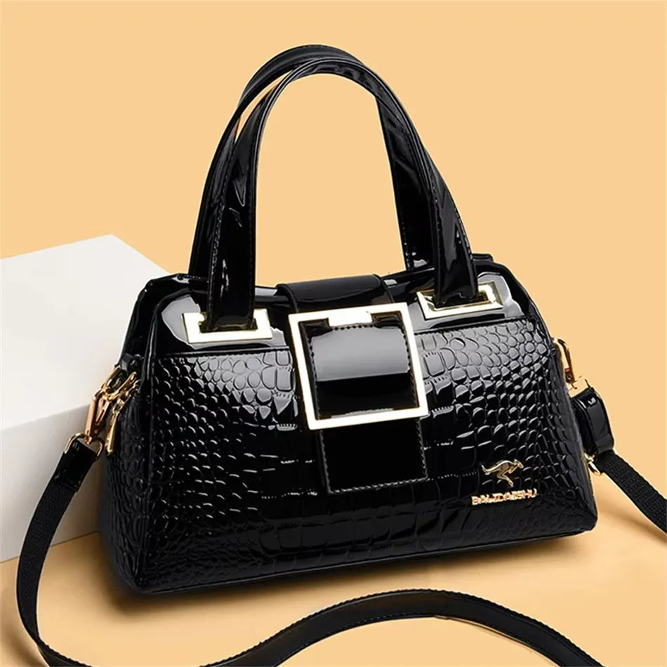 3-Layer Alligator Leather Crossbody Bag: Luxury Designer Handbag for Women