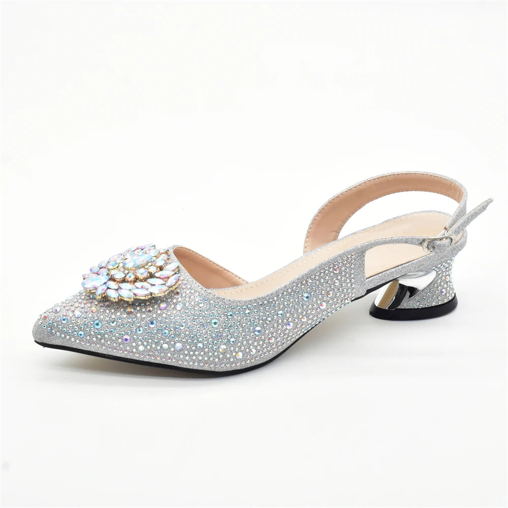 New Italian Shoe and Bag Set 2025 - High-Quality Luxury Full Diamond Design with Rhinestone Decoration