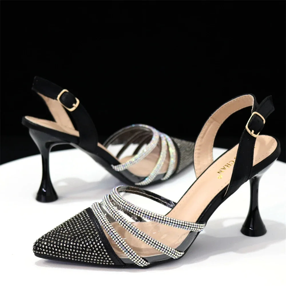 Newest Wine Color Elegant High Heels & Bag Set: Sexy Design for Ladies