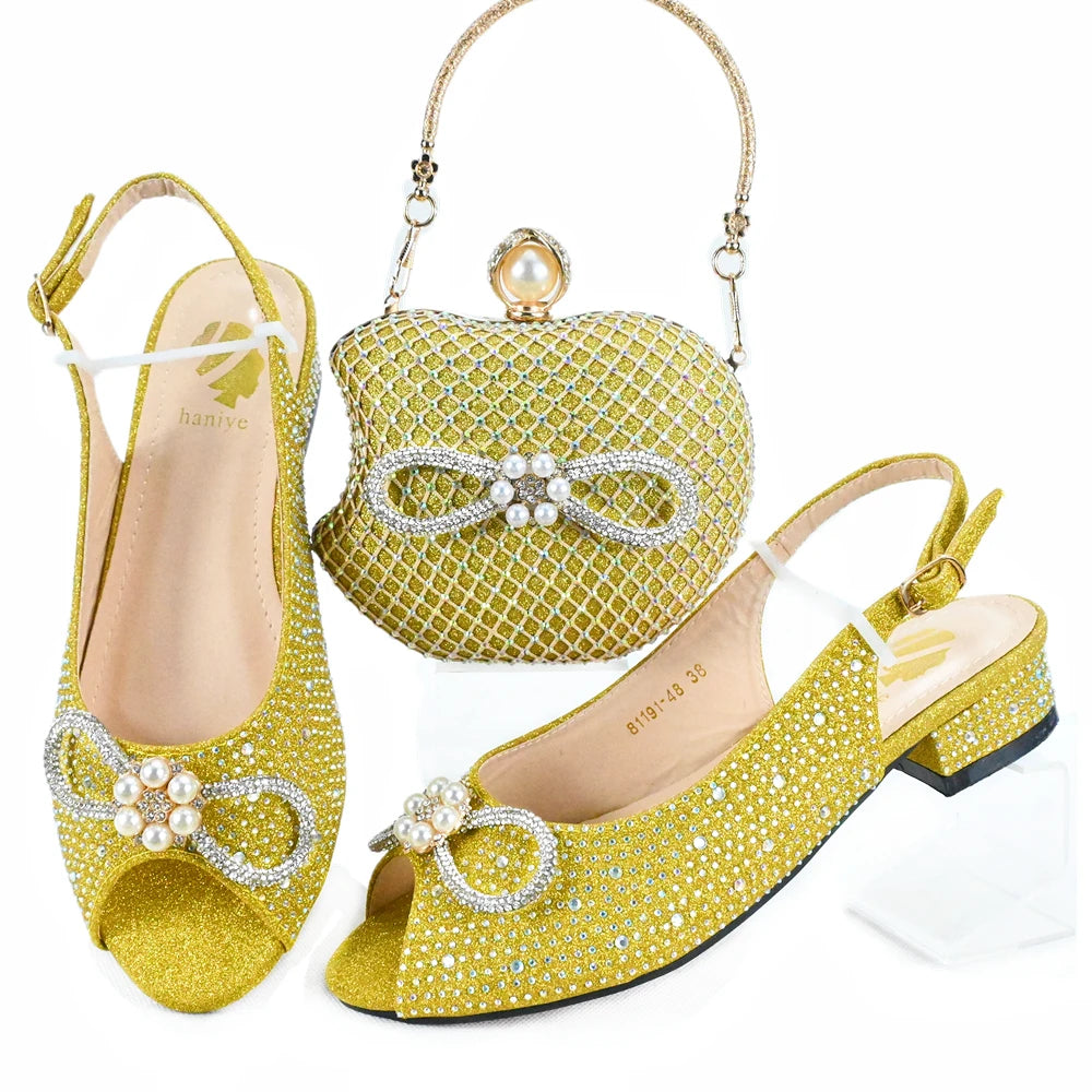 Apple-Shaped Green Designer Shoulder Bag & Matching Shoes - Italian Shoes and Bag Set for Wedding Parties