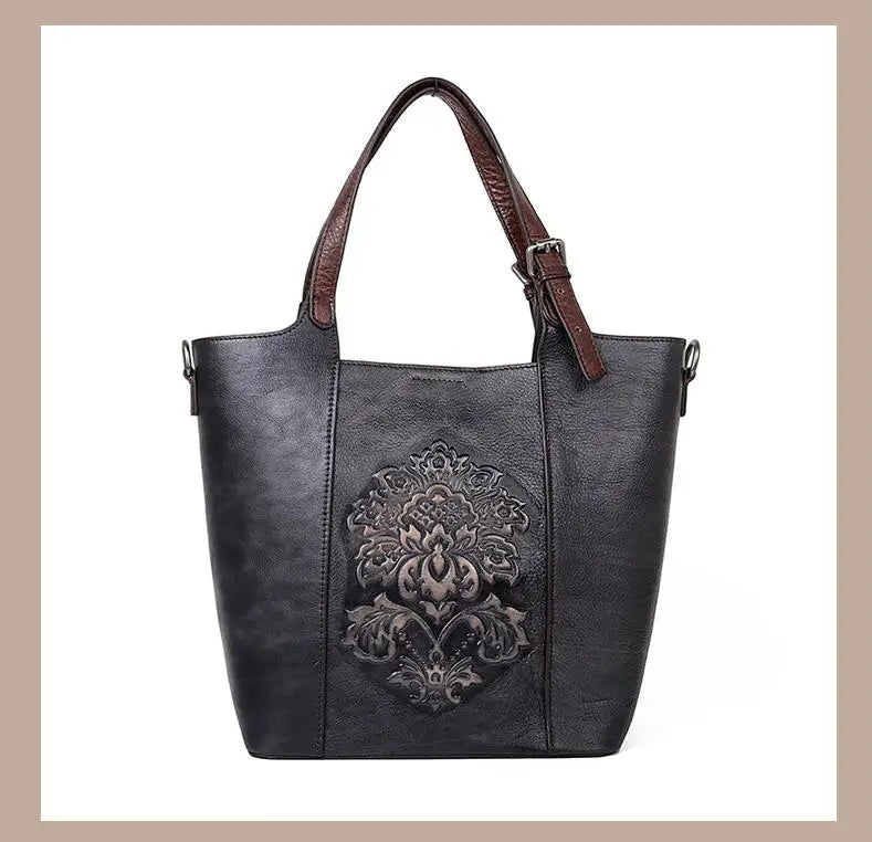 2025 New Women's Vintage Barrel-Shaped Leather Handbag: Luxury Cowhide