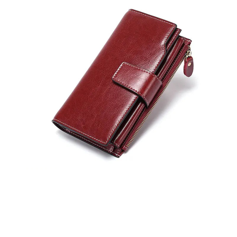 2025 New RFID Long Women's Wallet: Genuine Leather Clutch with Zipper Coin Pocket