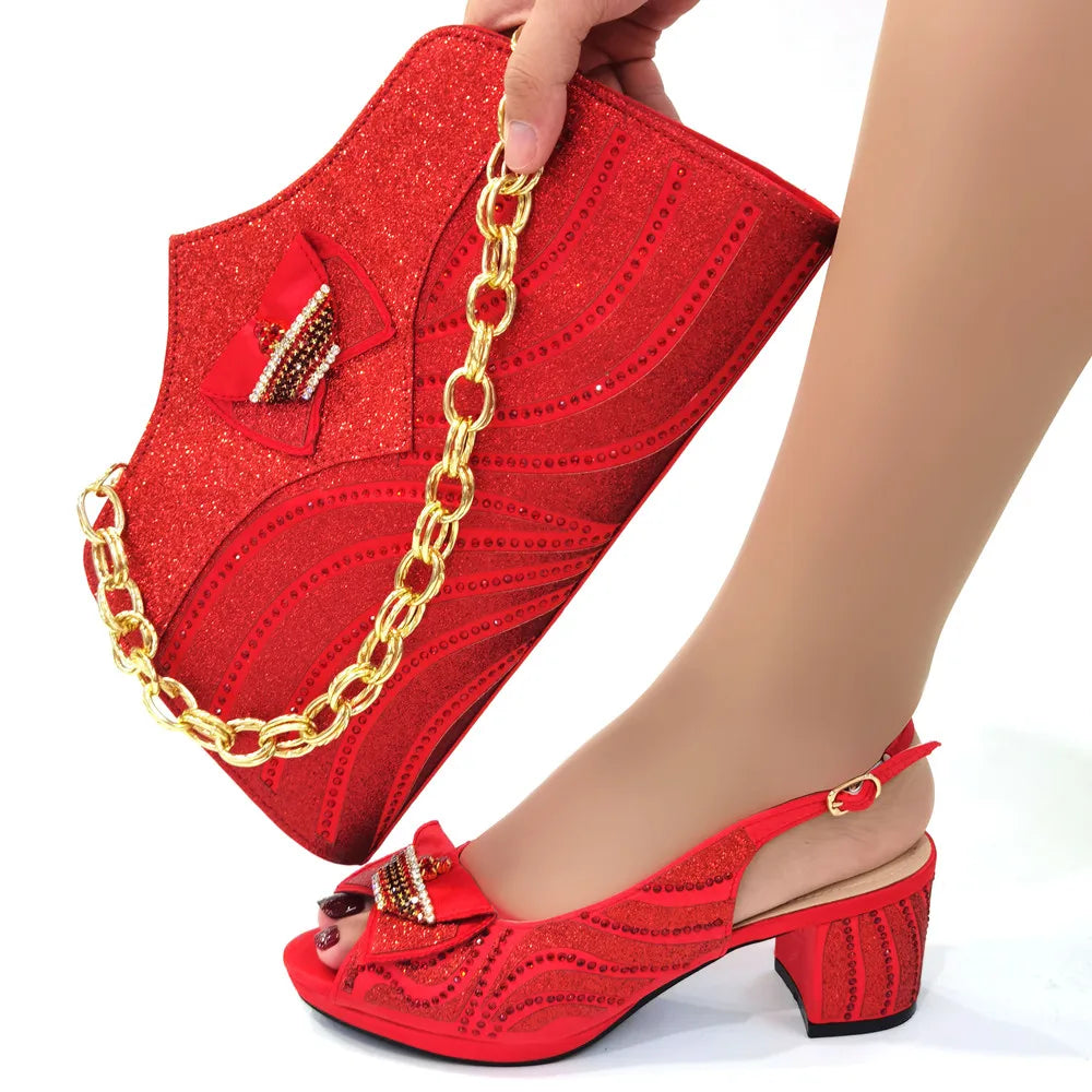 2025 High-Heeled Sandals & Bag Set - Fashion Rhinestone Sexy Pumps for Women’s Party and Wedding