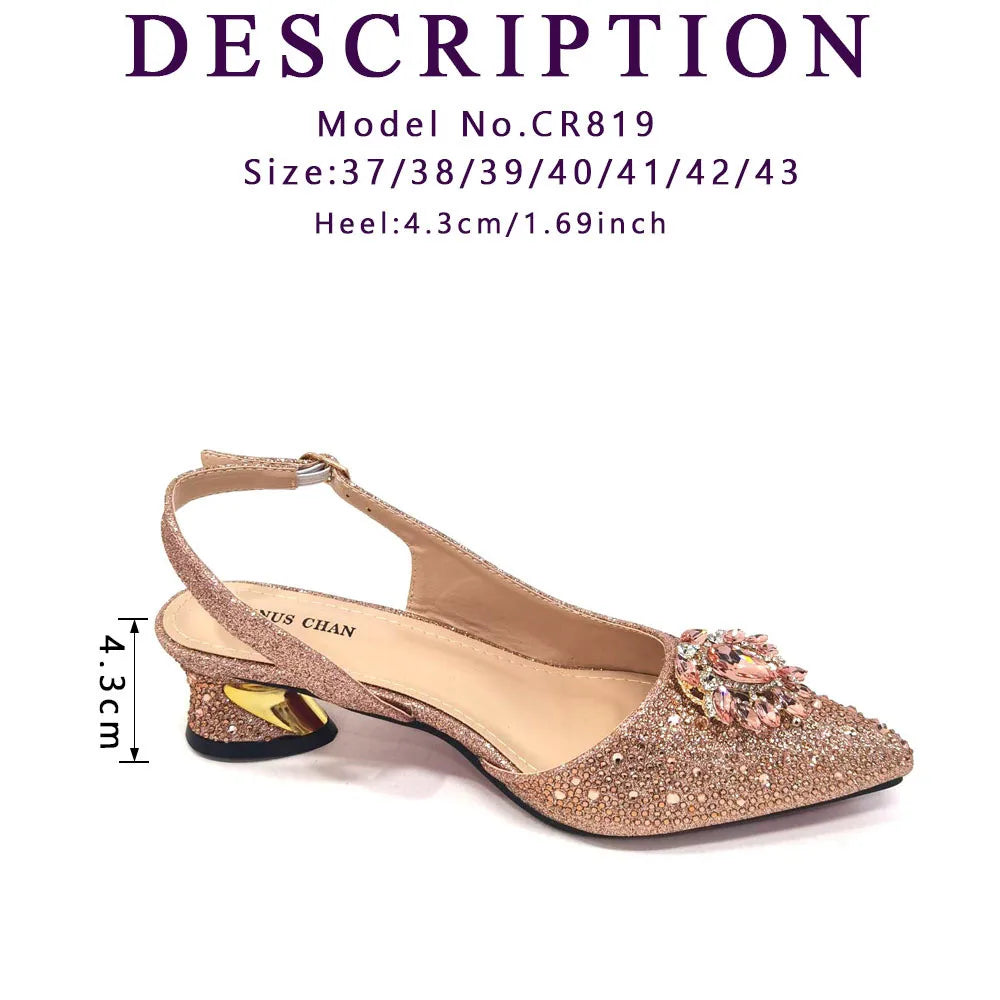 Purple 2025 Italian Design Girly Style Open Toe Shoes and Bag Set – Full Diamond Decoration with Appliques for Wedding Parties