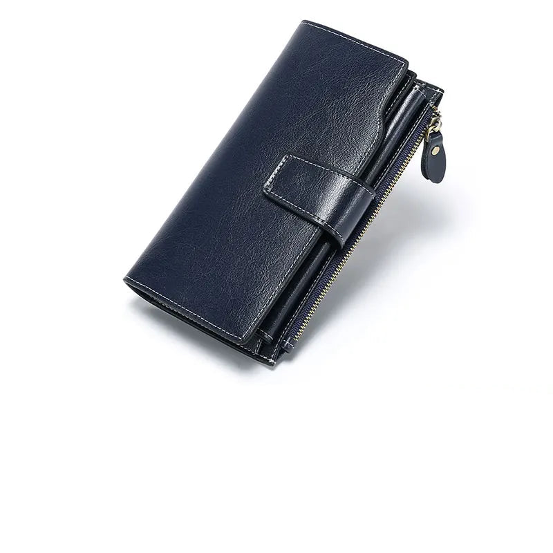 2025 New RFID Long Women's Wallet: Genuine Leather Clutch with Zipper Coin Pocket