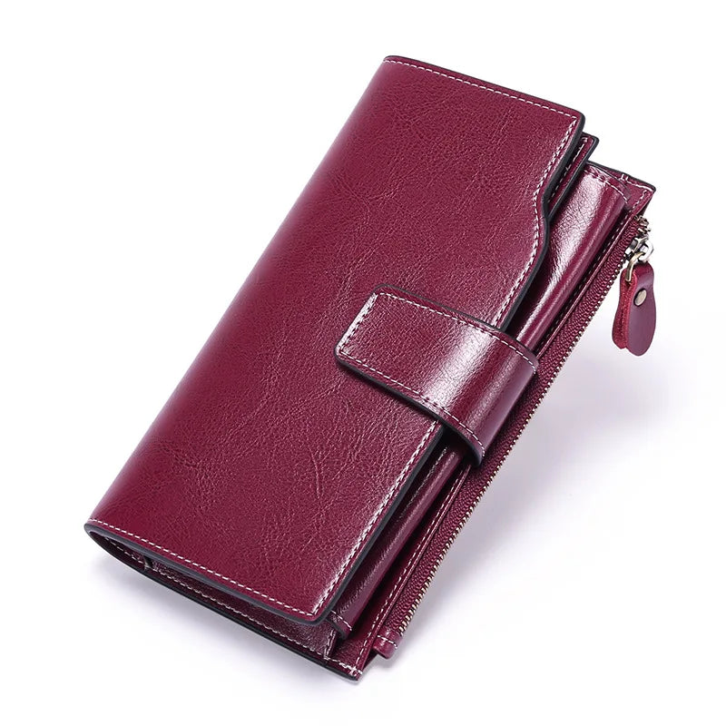 2025 New RFID Long Women's Wallet: Genuine Leather Clutch with Zipper Coin Pocket