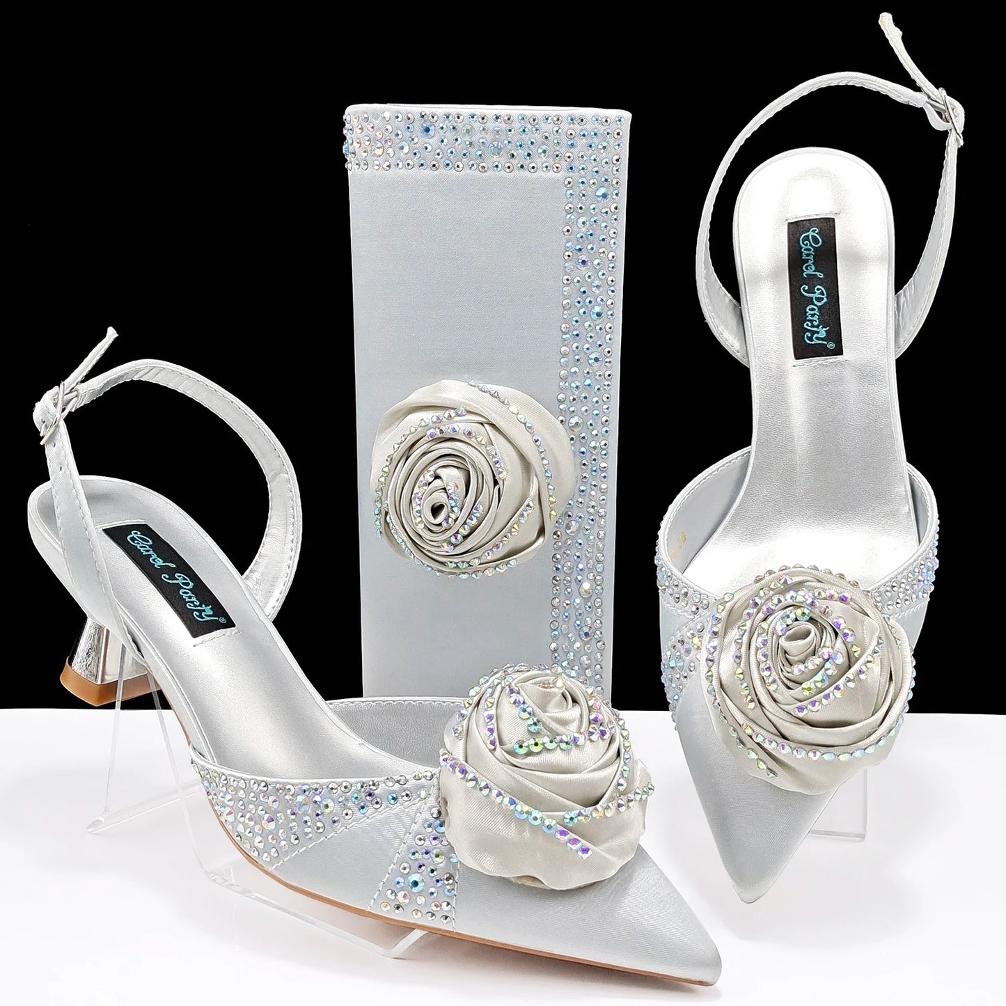 Beautiful High-Quality Ladies Shoes & Bags Set: Latest Gold Italian Design for Parties