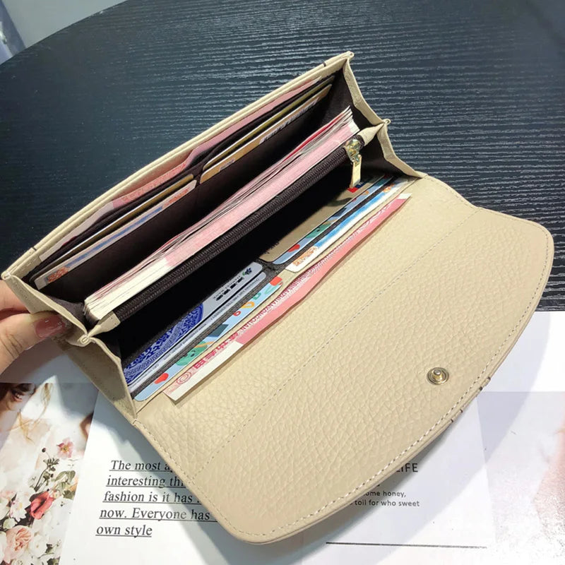 New Design Genuine Leather Women’s Wallets - Luxury Cowhide Long Wallet & Original Brand Envelope Clutch Bag with High Capacity for Phones