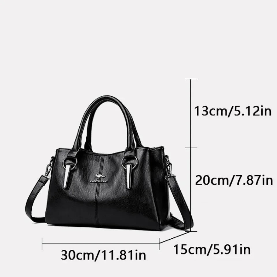 3-Layer Large Capacity Luxury Designer Handbag: High-Quality Soft Leather Crossbody Tote for Women