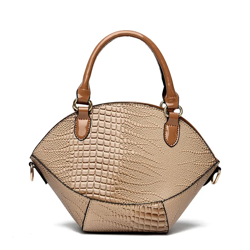 Women's Leather Crocodile Pattern Crossbody Bag: Classic Khaki, Coffee, and Black Handbag