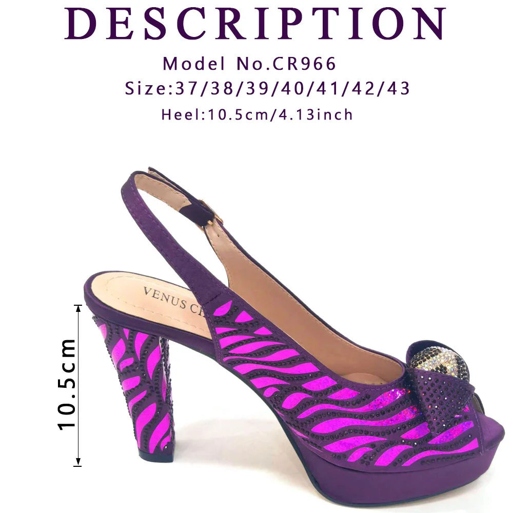 New Arrival: Black Color Women's Heel Shoes Matching Bag Set – Butterfly Design for Wedding Parties