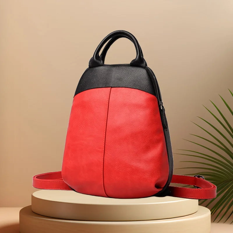 New Luxury Fashion Women's Backpack - Real Leather Small Anti-Theft Handbag | Casual Mummy Mochilas