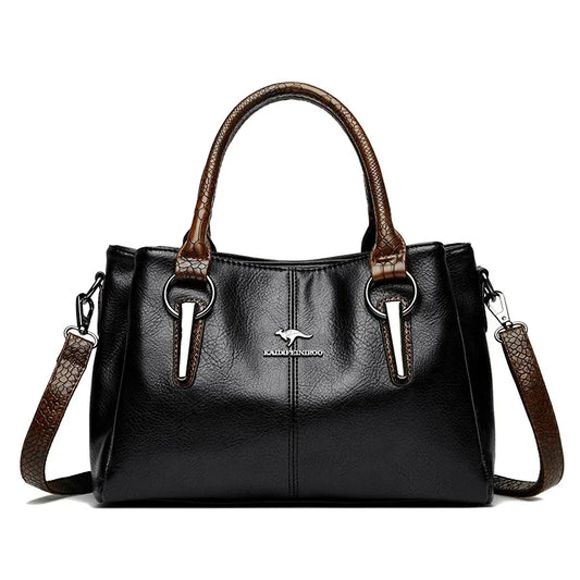 3-Layer Large Capacity Luxury Designer Handbag: High-Quality Soft Leather Crossbody Tote for Women