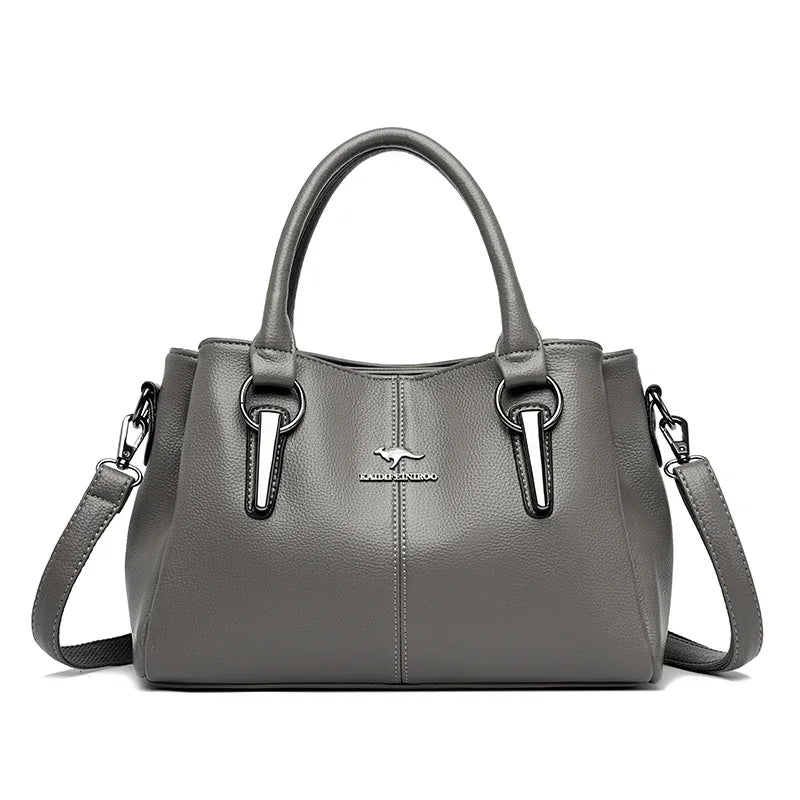 3-Layer Large Capacity Luxury Designer Handbag: High-Quality Soft Leather Crossbody Tote for Women