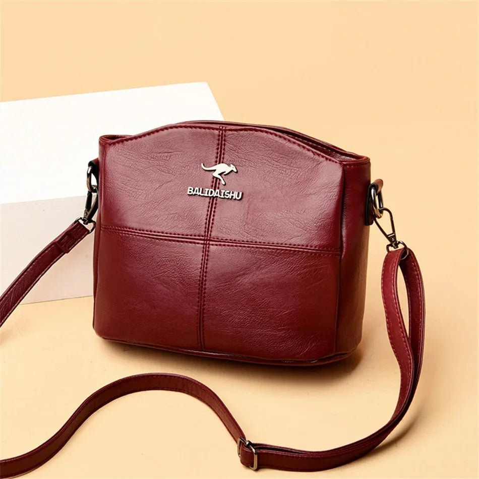 Soft Leather Luxury Handbags: Designer 3-Layer Shoulder & Crossbody Bag for Women