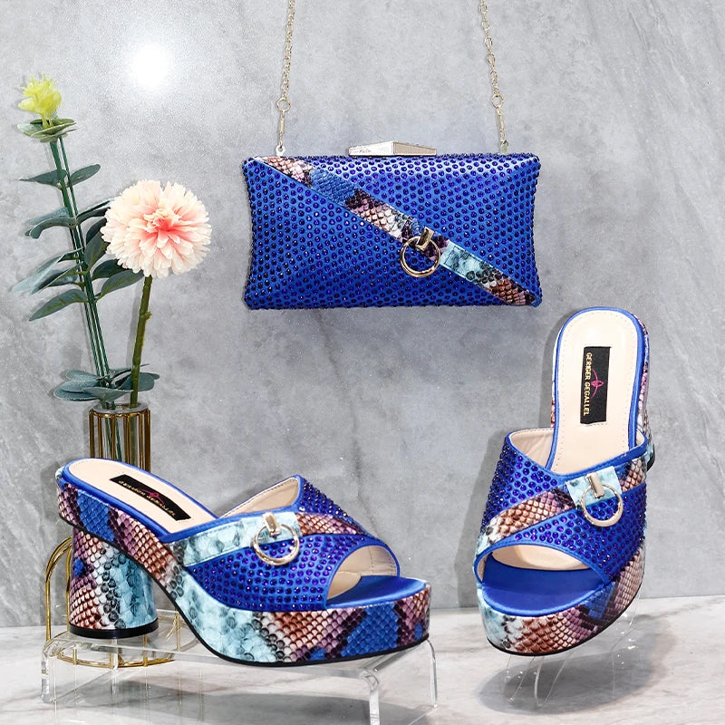 Fashionable Top Italian Designers 2025: Luxury Elegant Clutch Bag & Bright Diamond Snake Print Summer Women’s High Heels