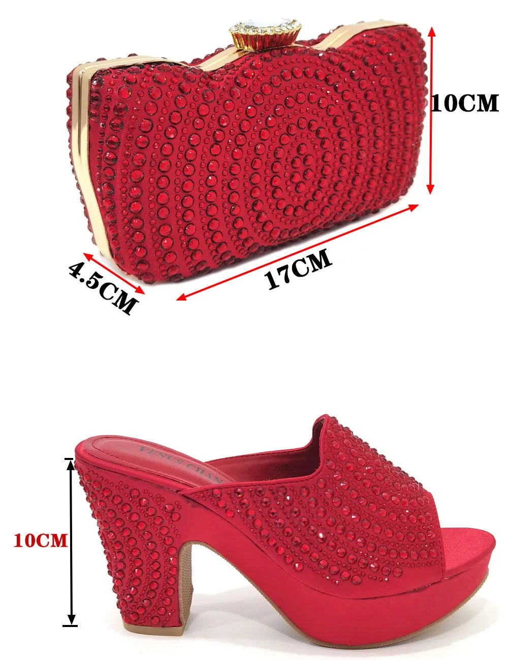 2025 Italian Style Women’s Banquet Shoes & Bag Set: Rhinestone Decoration with High Heels