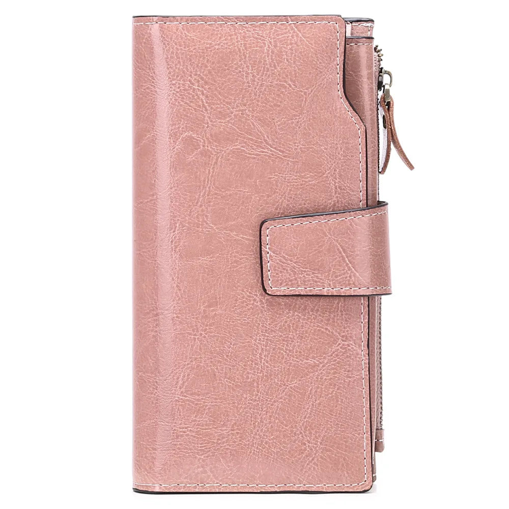 2025 New RFID Long Women's Wallet: Genuine Leather Clutch with Zipper Coin Pocket