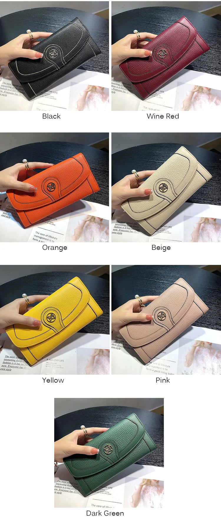 New Design Genuine Leather Women’s Wallets - Luxury Cowhide Long Wallet & Original Brand Envelope Clutch Bag with High Capacity for Phones