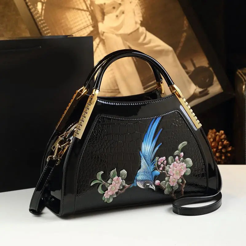 New Fashion Women's Leather Handbag: Crossbody & Shoulder Bag with Hand Embroidery