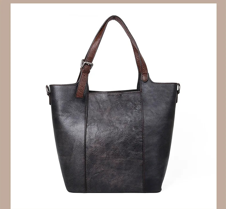 2025 New Women's Vintage Barrel-Shaped Leather Handbag: Luxury Cowhide