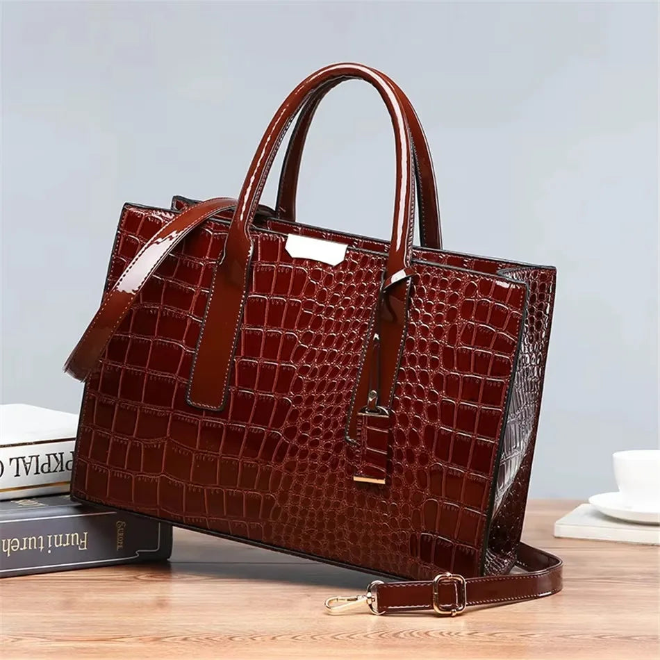 3-Layer Alligator Leather Crossbody Bag: Luxury Designer Handbag for Women