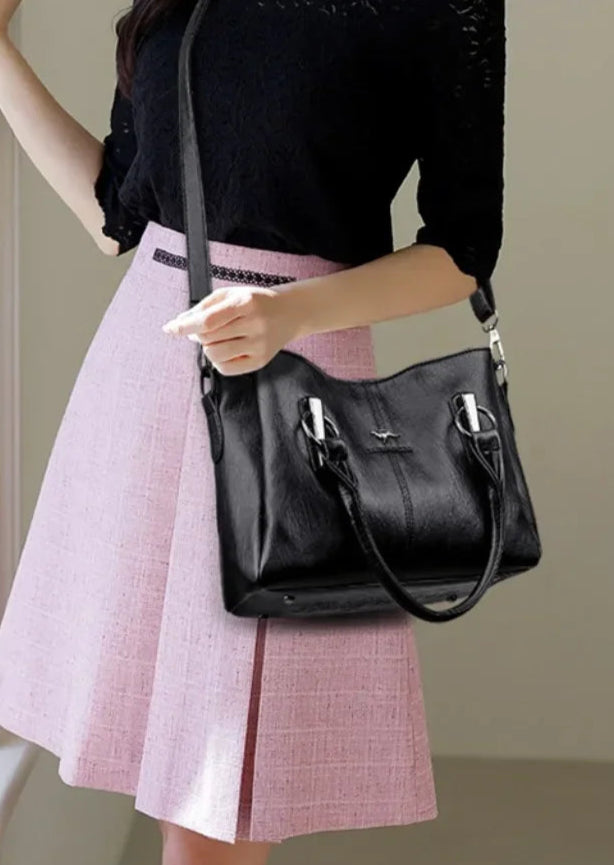 3-Layer Large Capacity Luxury Designer Handbag: High-Quality Soft Leather Crossbody Tote for Women