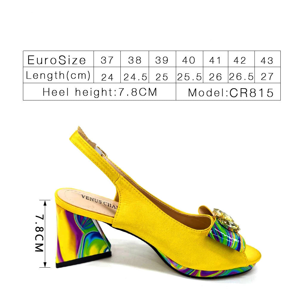 2025 New Item Italian Popular Style Shoes and Bag Set - Fashion Diamond Decorated Women's High Heels and Handbag