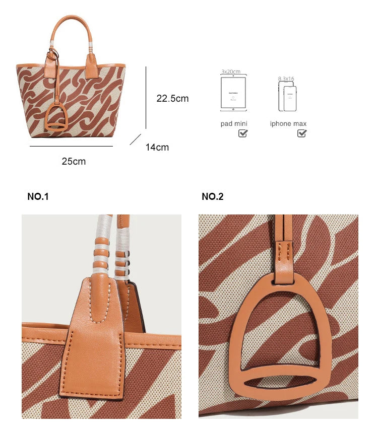 2025 Trendy High-Quality Tote Bag for Women: Geometric Printed Satchel