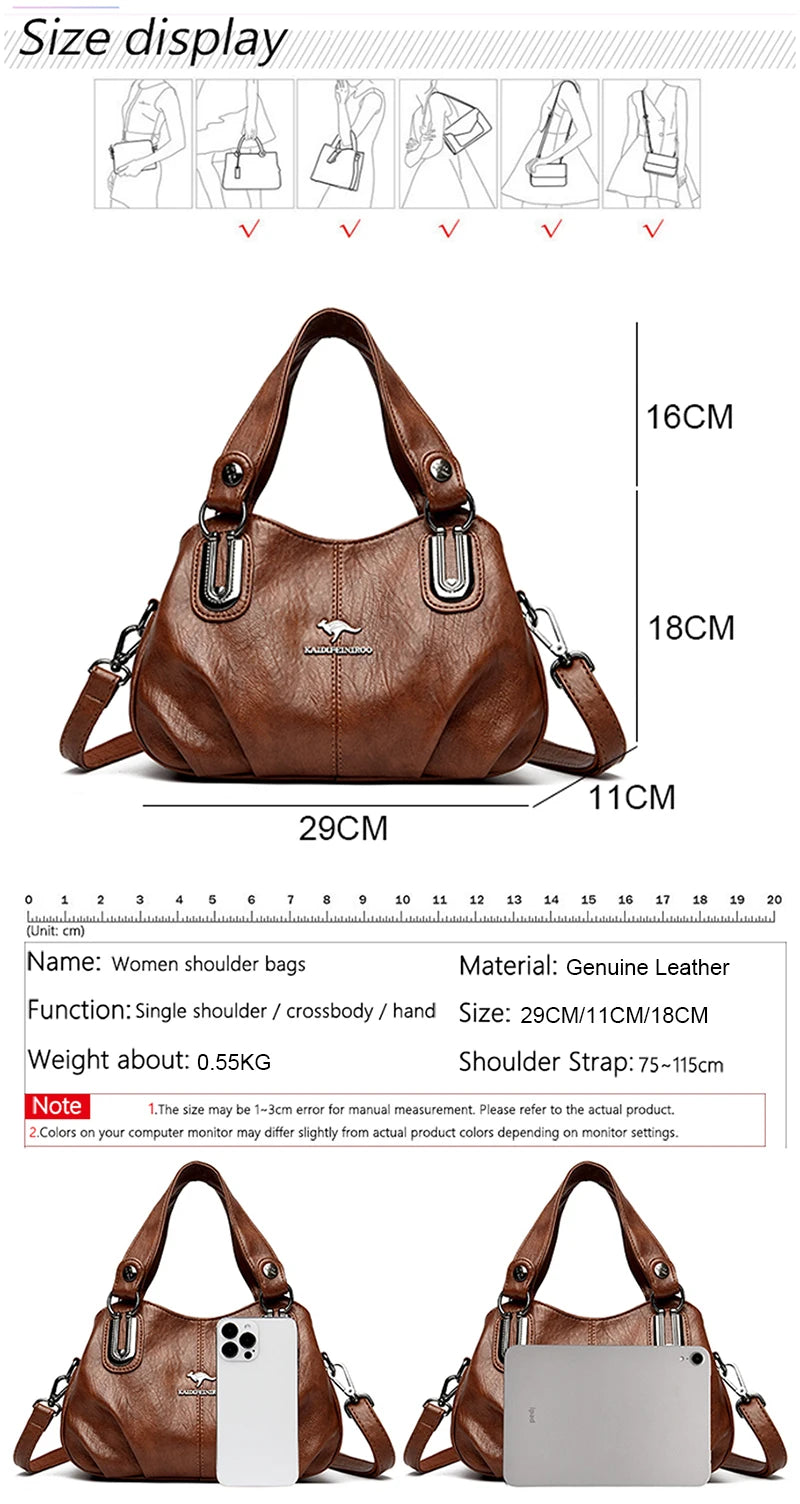 2025 Luxury 100% Cow Leather Women's Handbag: New Genuine Design