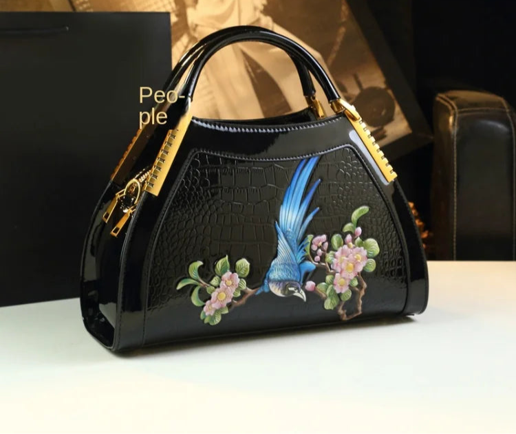 New Fashion Women's Leather Handbag: Crossbody & Shoulder Bag with Hand Embroidery