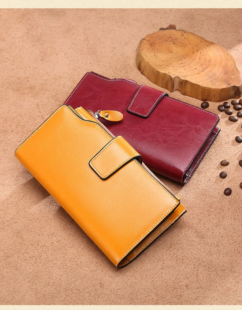 2025 New RFID Long Women's Wallet: Genuine Leather Clutch with Zipper Coin Pocket