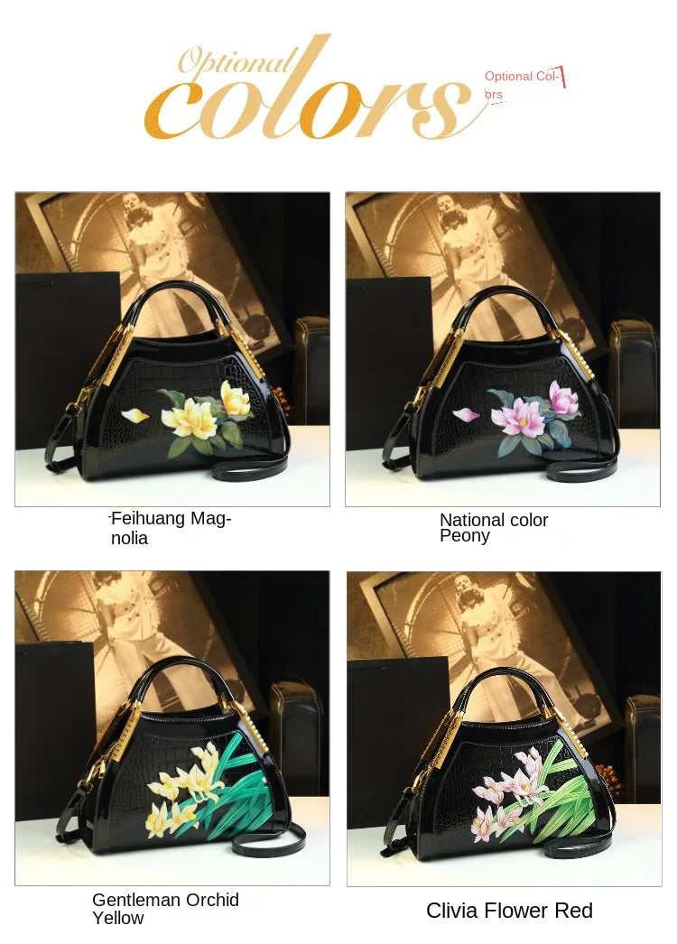 New Fashion Women's Leather Handbag: Crossbody & Shoulder Bag with Hand Embroidery