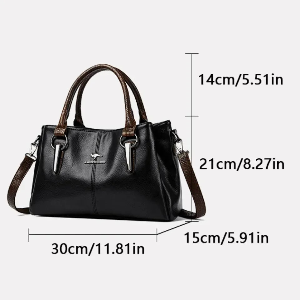 3-Layer Large Capacity Luxury Designer Handbag: High-Quality Soft Leather Crossbody Tote for Women