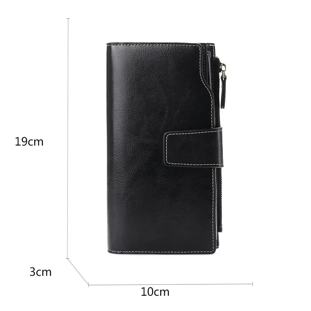 2025 New RFID Long Women's Wallet: Genuine Leather Clutch with Zipper Coin Pocket