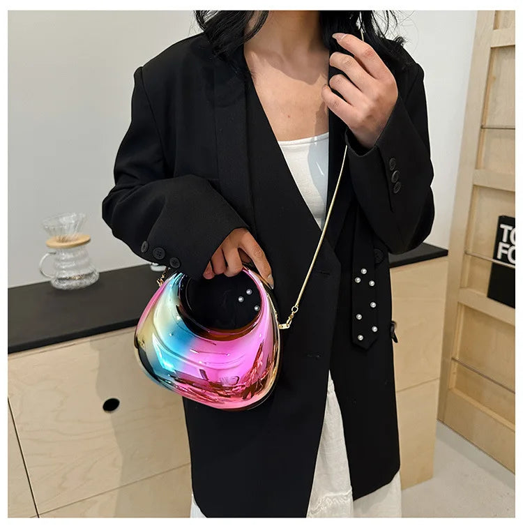 2025 Luxury Designer Evening Clutch Clear Acrylic Women Handbags Fashion Shoulder Bag Half Moon Wedding Purses Party Tote Ladies