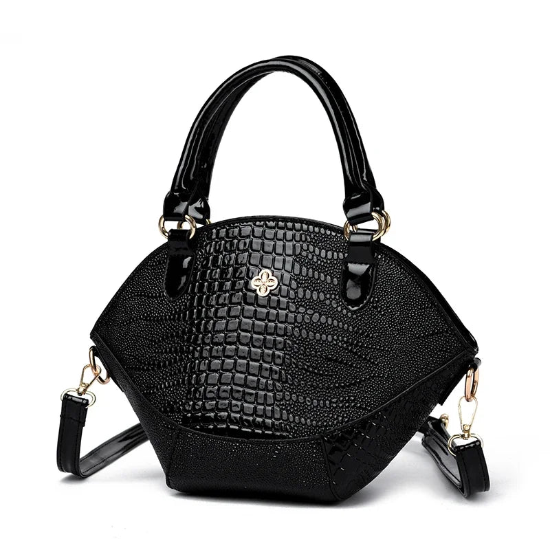 Women's Leather Crocodile Pattern Crossbody Bag: Classic Khaki, Coffee, and Black Handbag