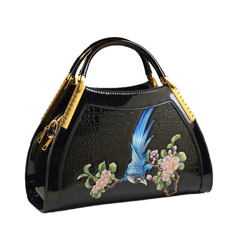 New Fashion Women's Leather Handbag: Crossbody & Shoulder Bag with Hand Embroidery