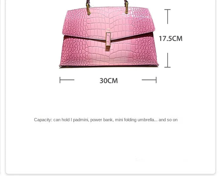 Crocodile Pattern Leather Women's Handbag: Luxury Fashion Shell Shoulder & Crossbody Bag