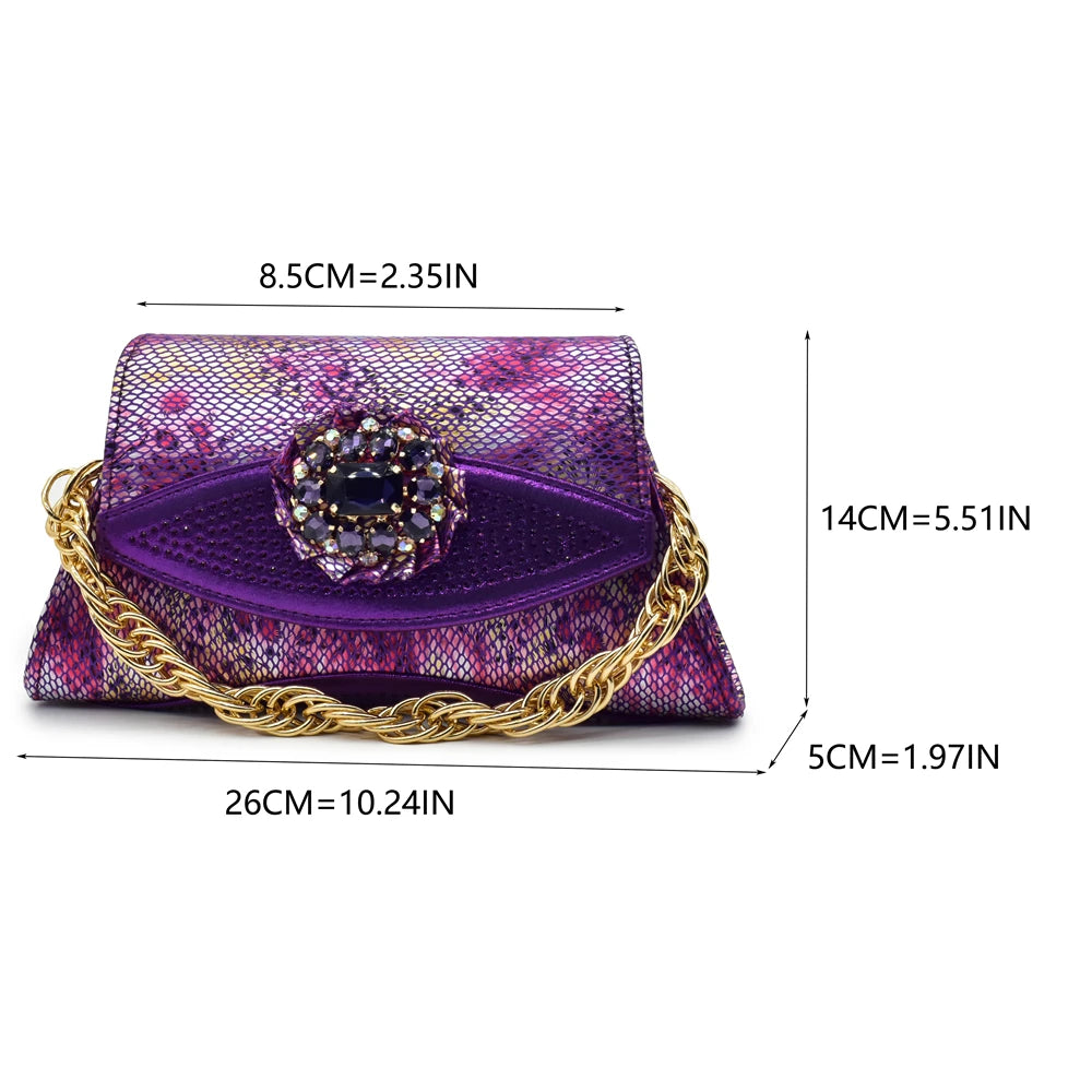 2025 New Arrival Italian Matching Shoes and Bags Set: Purple Heel Party for Women