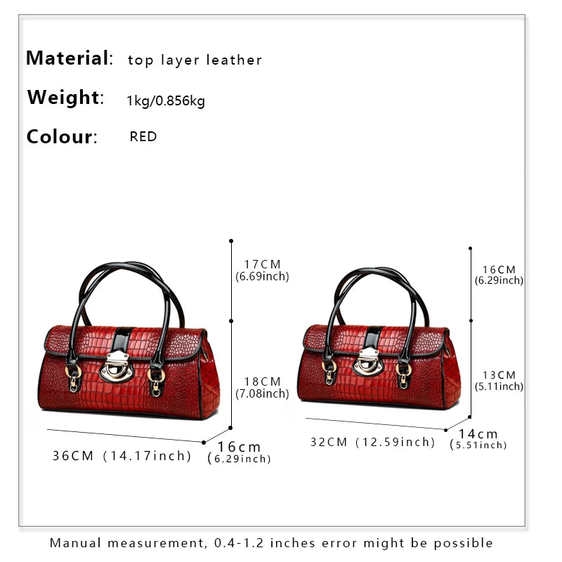 Fashion Portable Temperament Lady Bag Genuine Leather Women Handbags Cowhide Shoulder Tote Middle-aged Mother Bag Wild