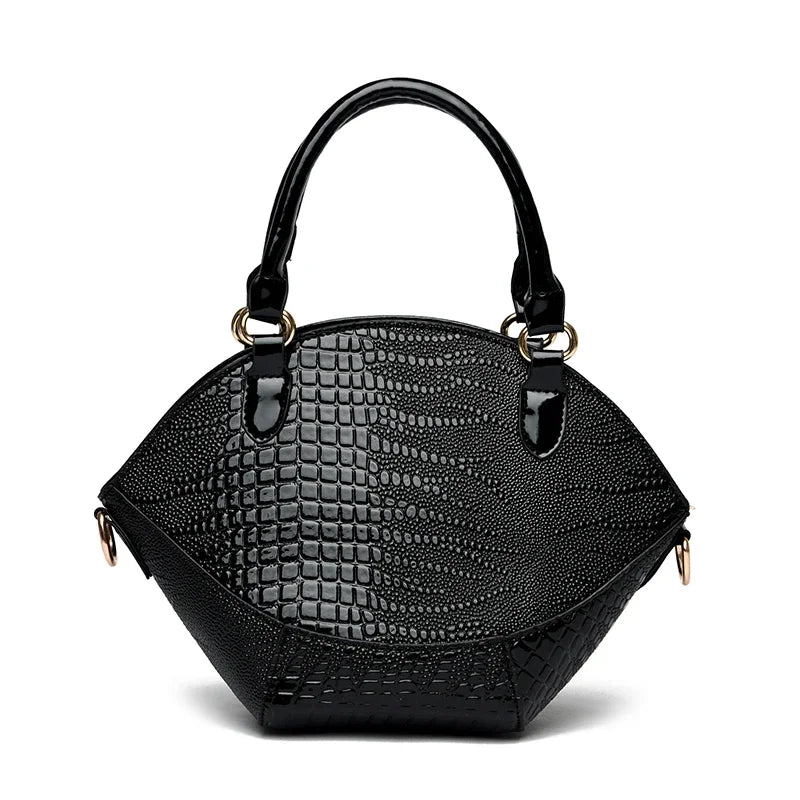 Women's Leather Crocodile Pattern Crossbody Bag: Classic Khaki, Coffee, and Black Handbag