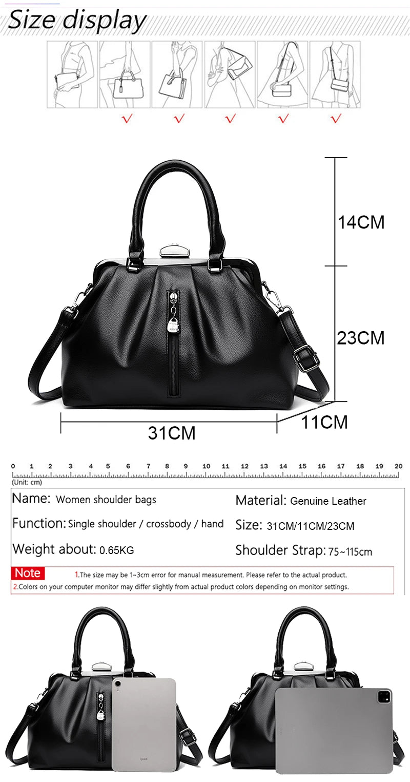 Brand Luxury Handbags: Designer Real Leather Crossbody & Shoulder Tote Bag for Women