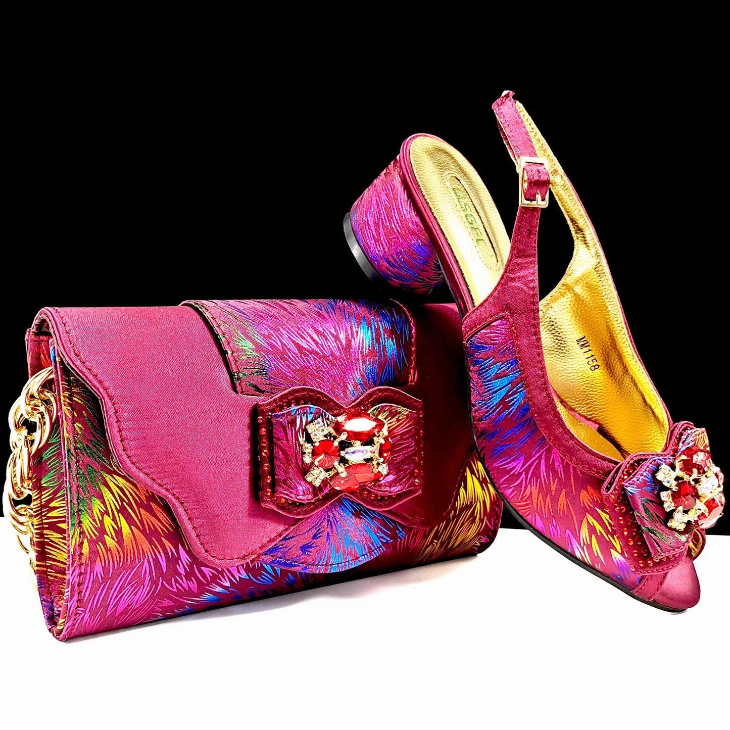 New Design Style Women's Heels and Elegant Bag Set - Color-Matching Handbag for Wedding and Party