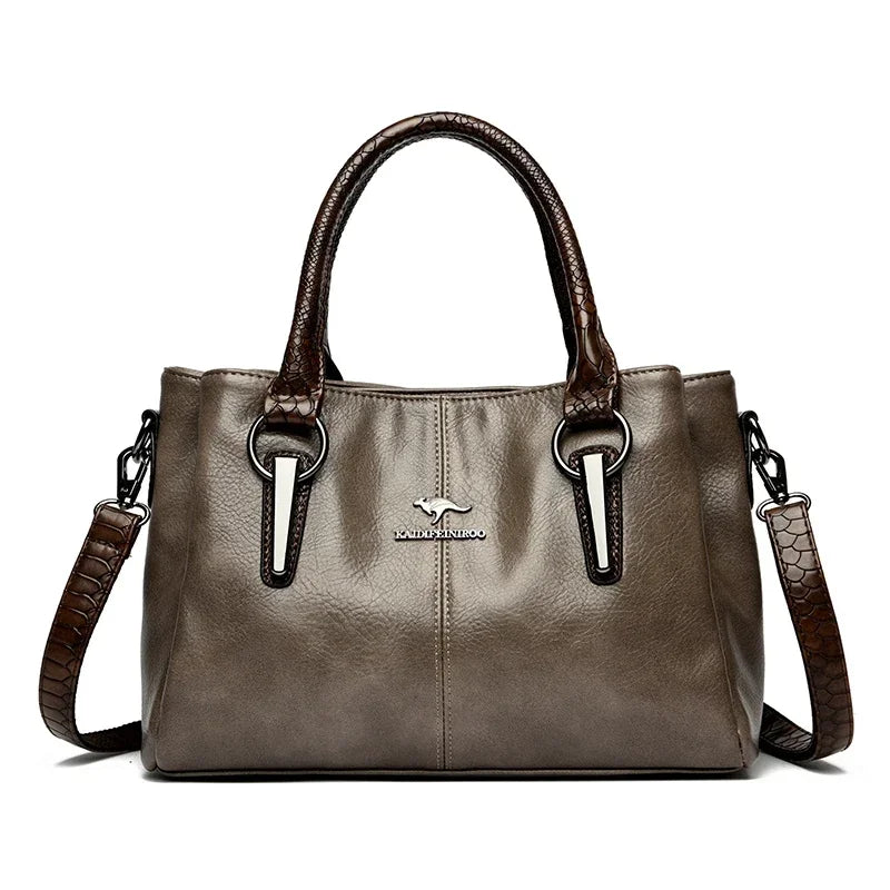 3-Layer Large Capacity Luxury Designer Handbag: High-Quality Soft Leather Crossbody Tote for Women