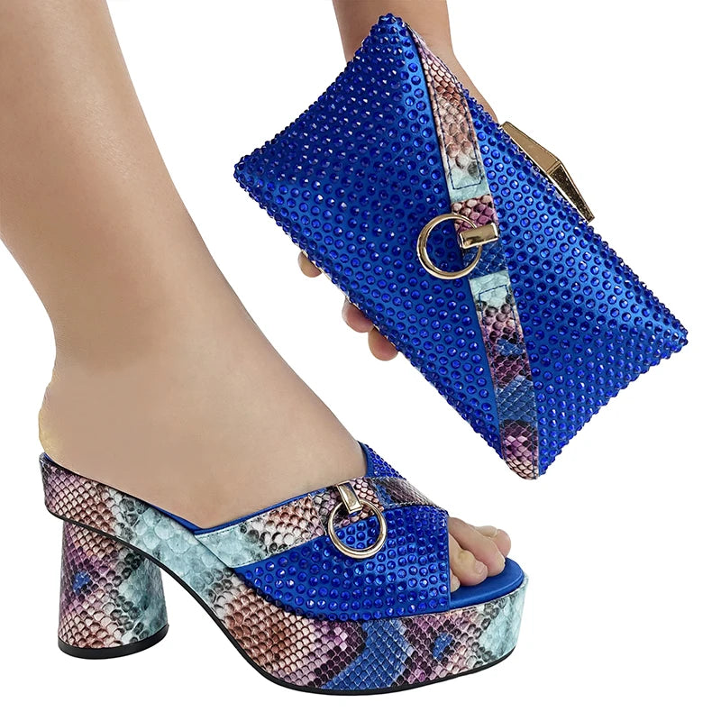 Fashionable Top Italian Designers 2025: Luxury Elegant Clutch Bag & Bright Diamond Snake Print Summer Women’s High Heels