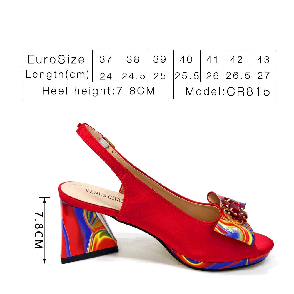 2025 New Item Italian Popular Style Shoes and Bag Set - Fashion Diamond Decorated Women's High Heels and Handbag