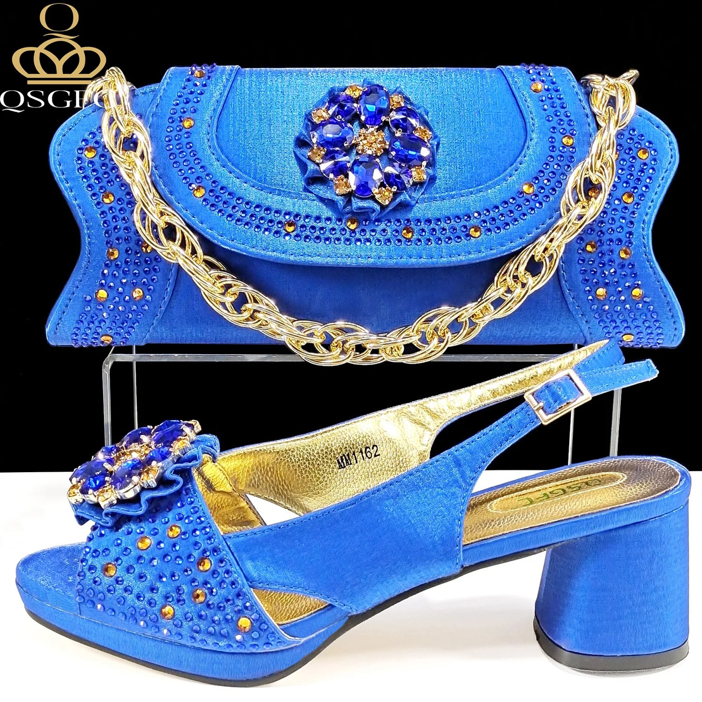 2025 Newest Style Gold Elegant Women's High Heels & Bag Set - Popular Designer Ladies' Footwear Ensemble